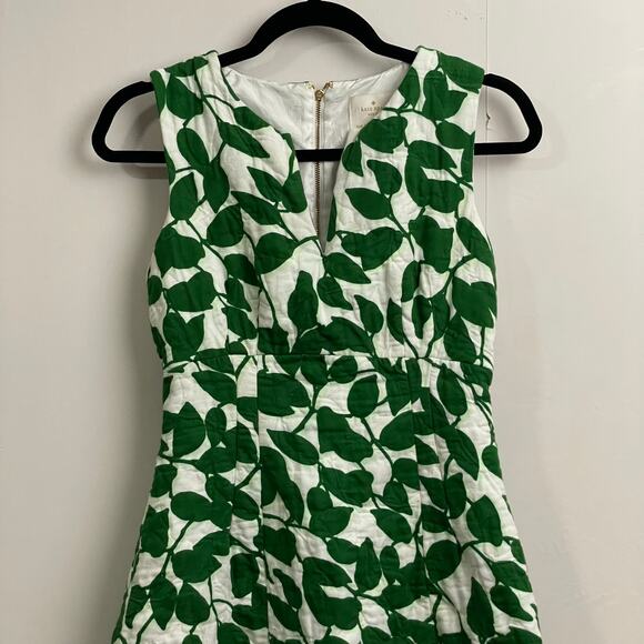 Kate Spade 4 sleeveless knee-length dress green white floral workwear Corpcore - Picture 2 of 8